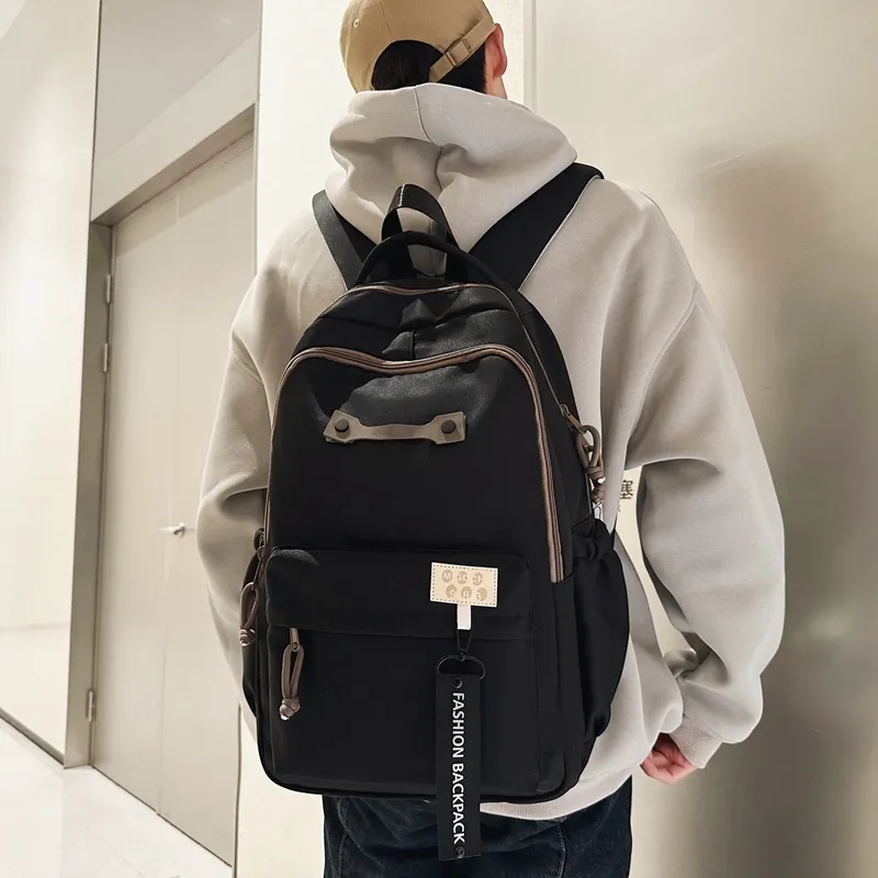 BRABOSTON Nylon Backpack Regular Unisex Black/Light Gray/Light Khaki/Dark Khaki-1