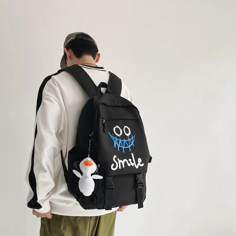 BRABOSTON Nylon Backpack Unisex Black/White-13