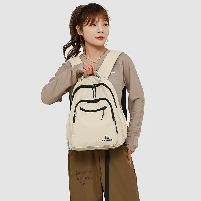 BRABOSTON Oxford Backpack Unisex Pink/Coffee/Black/Beige-12