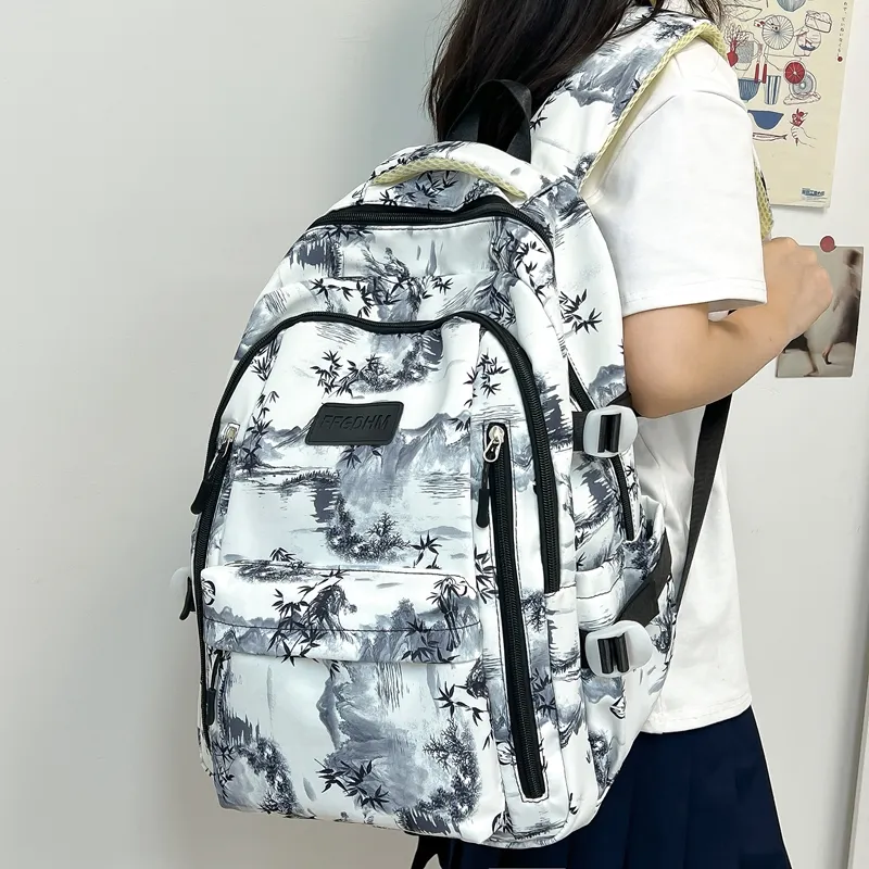 BRABOSTON Nylon Backpack Unisex Black/Purple/Green/Blue/Pink-8