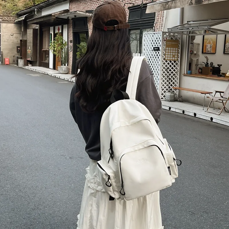 BRABOSTON Nylon Backpack Unisex Ivory/Black/Green/Pink-5