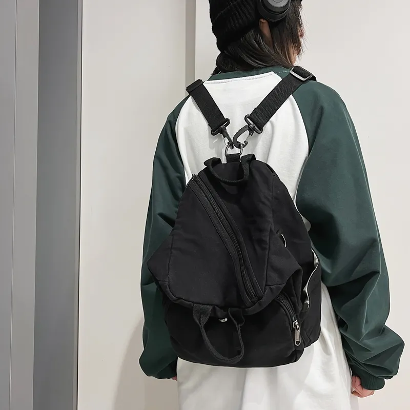 BRABOSTON Canvas Backpack Regular Unisex Beige/Black/Brown-11