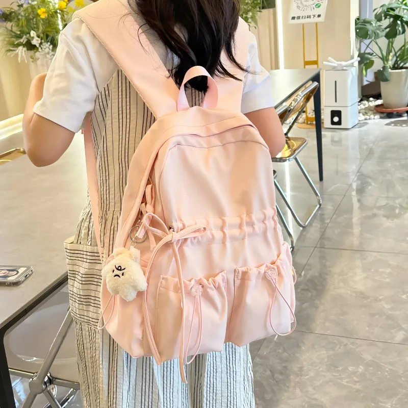 BRABOSTON Nylon Backpack Unisex Black/Ecru/Yellow/Gray/Pink/Light Blue-4