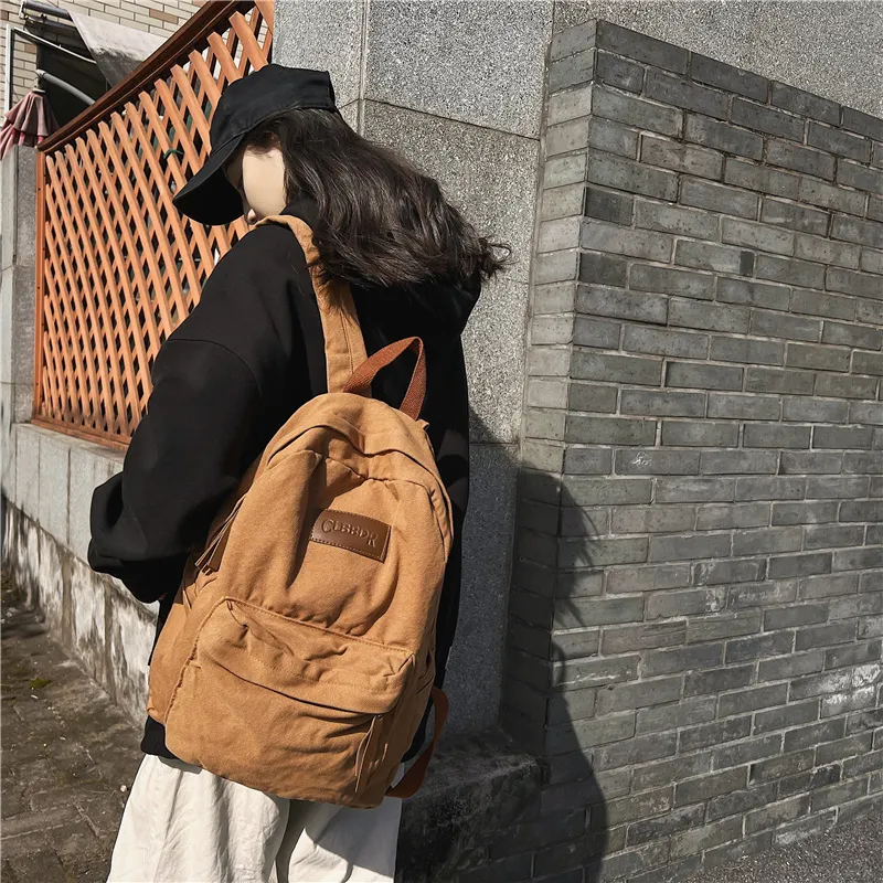 BRABOSTON Canvas Backpack Regular Unisex Black/White/Brown/Green-7