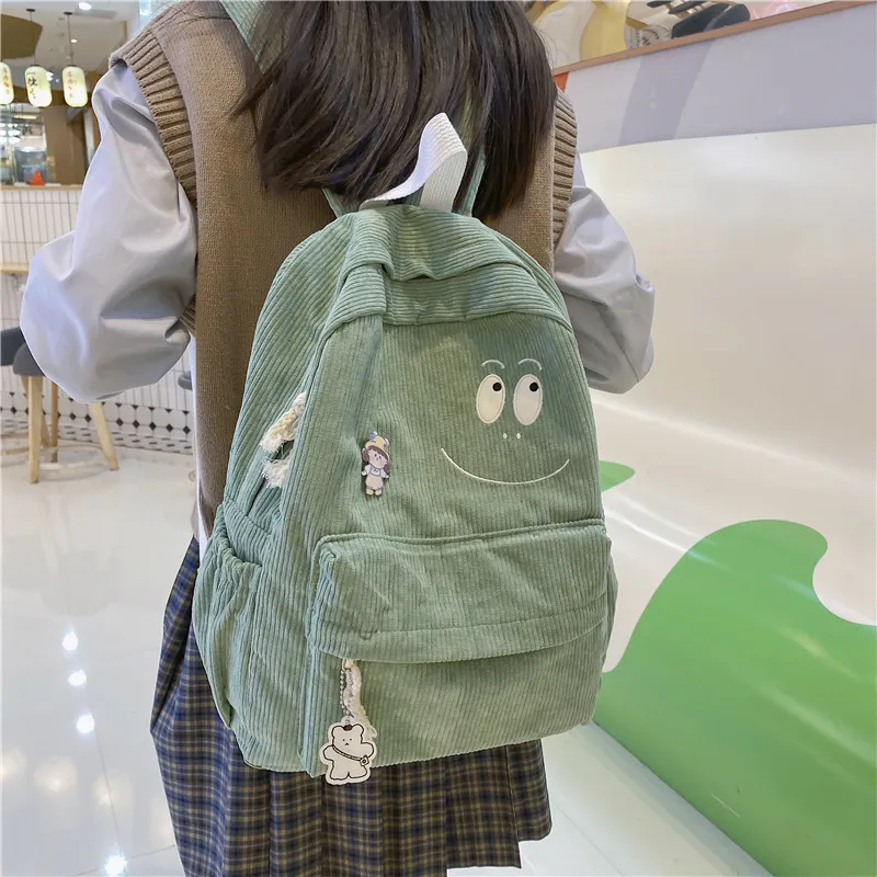BRABOSTON Corduroy Backpack Regular Unisex Khaki/Pink/Black/Green-8