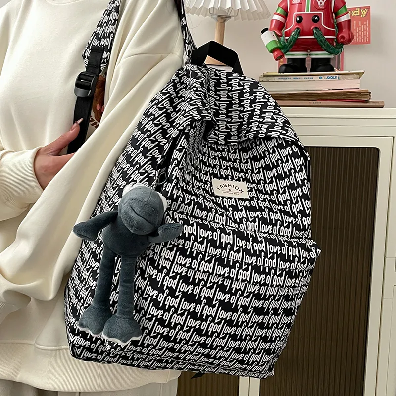 BRABOSTON Nylon Fabric Backpack Regular Unisex Black-13