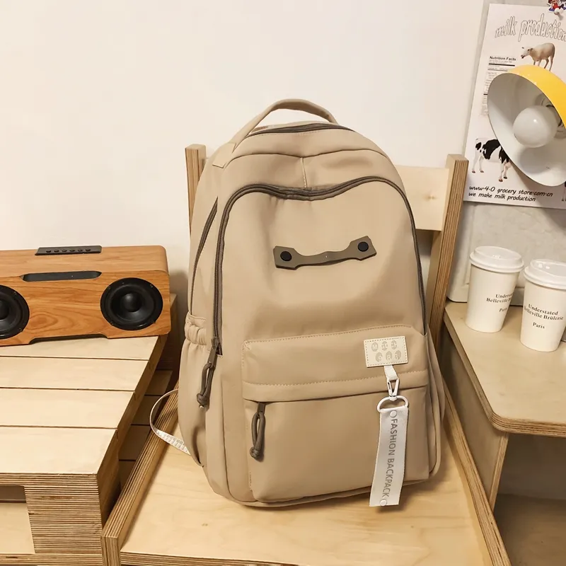BRABOSTON Nylon Backpack Regular Unisex Black/Light Gray/Light Khaki/Dark Khaki-10