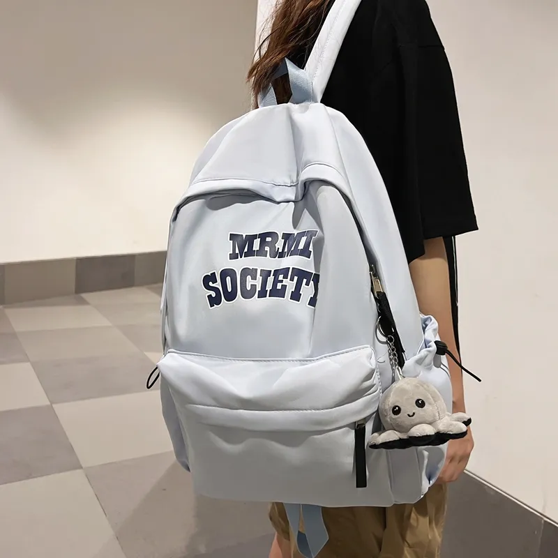 BRABOSTON Nylon Backpack Unisex Ecru/Black/Burgundy/Light Blue-21
