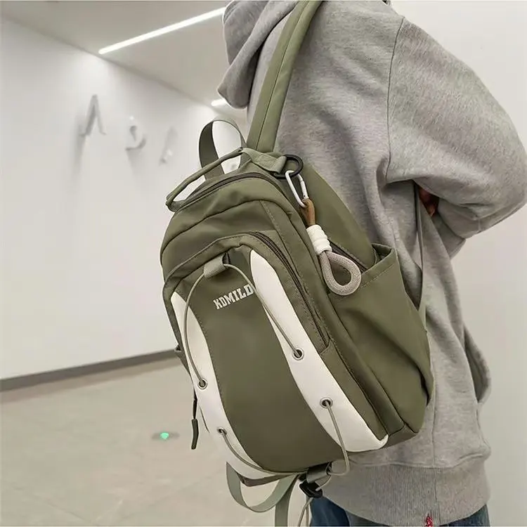 BRABOSTON Nylon Backpack Unisex Black/Navy Blue/Green/Dark Brown-4