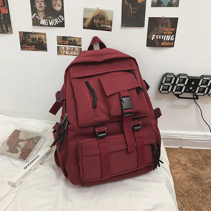 BRABOSTON Nylon Backpack Regular Unisex White/Black/Burgundy/Green/Blue-12