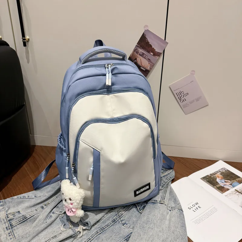 BRABOSTON Nylon Fabric Backpack Unisex Gray/Burgundy/Blue/Black/Khaki-9