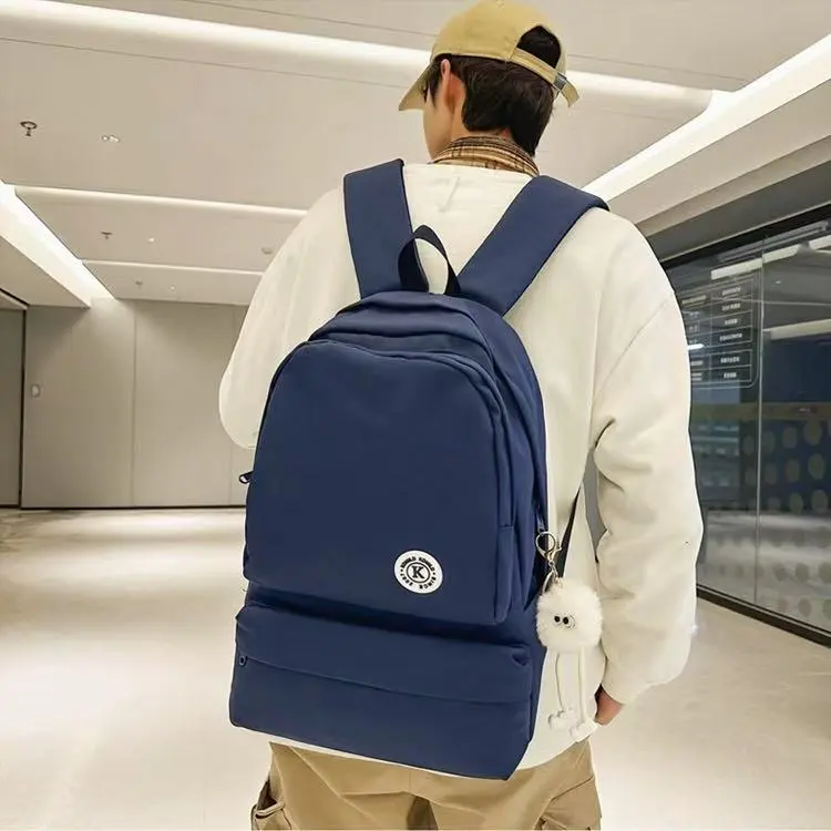 BRABOSTON Nylon Backpack Unisex Ecru/Black/Red/Blue/Dark Brown-12