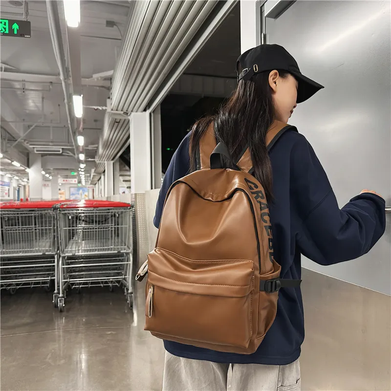 BRABOSTON PU Backpack Unisex White/Gray/Black/Brown-16