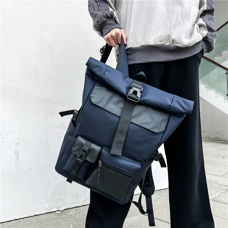 BRABOSTON Oxford Backpack Unisex Black/Navy Blue-5