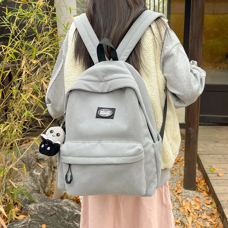 BRABOSTON Corduroy Backpack Regular Unisex Black/Gray/Green/White-6