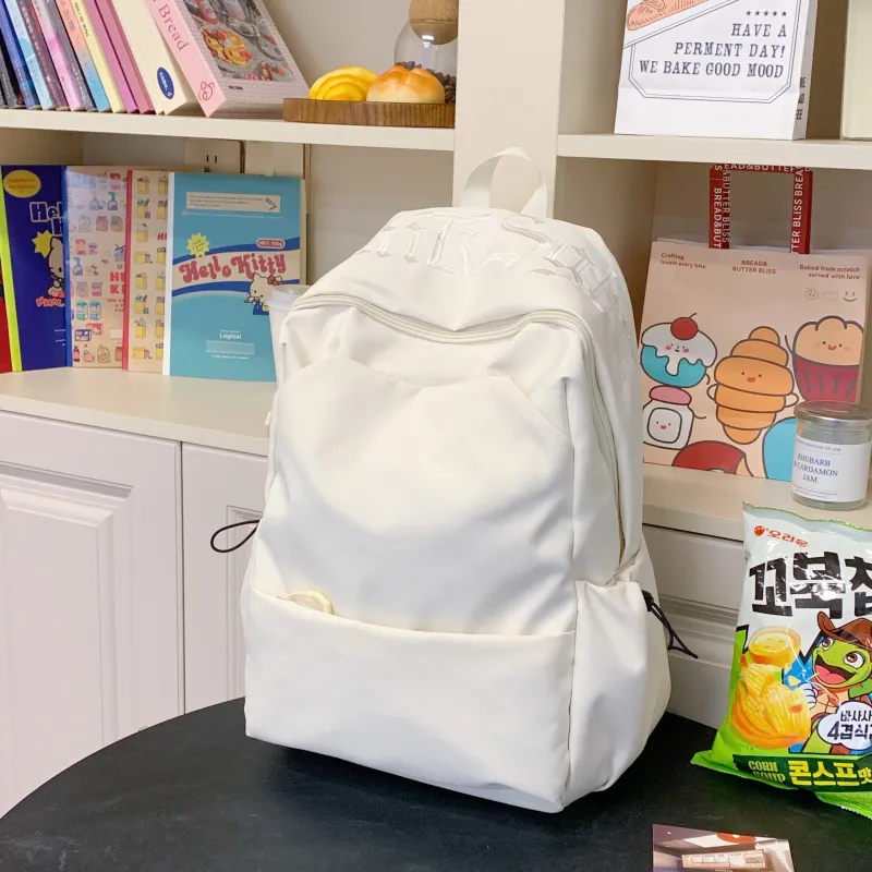 BRABOSTON Nylon Fabric Backpack Regular Unisex Ivory/Red/Black/Light Blue-2