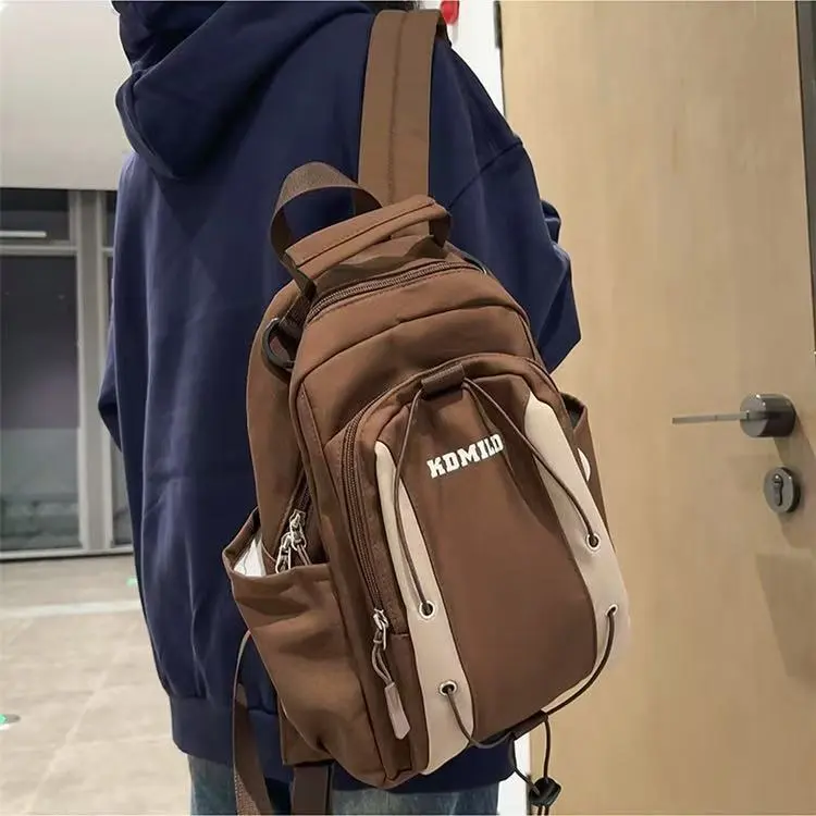 BRABOSTON Nylon Backpack Unisex Black/Navy Blue/Green/Dark Brown-10