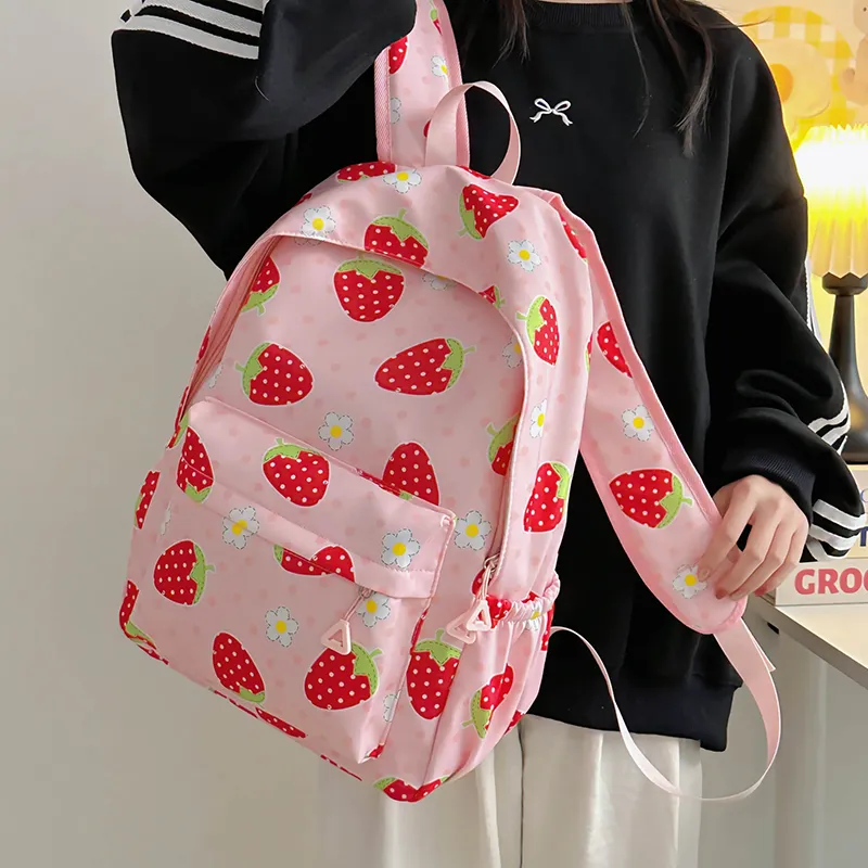 BRABOSTON Nylon Backpack Regular Unisex Strawberry/Heart-8