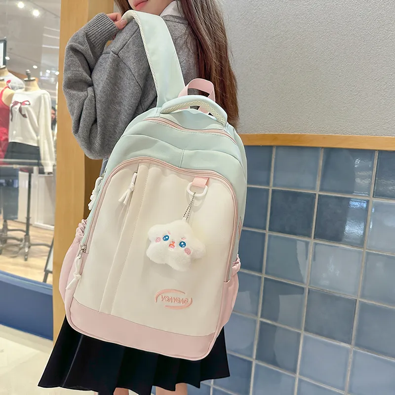 BRABOSTON Nylon Backpack Unisex Black/Pink & Green/Blue & Red/Light Blue & Yellow-6