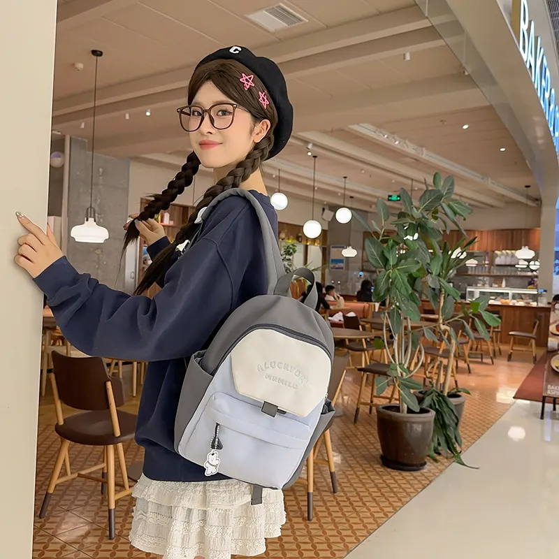 BRABOSTON Nylon Backpack Unisex Coffee & Green/Dark Blue & Yellow/Gray & Light Blue/Pink & Green-12