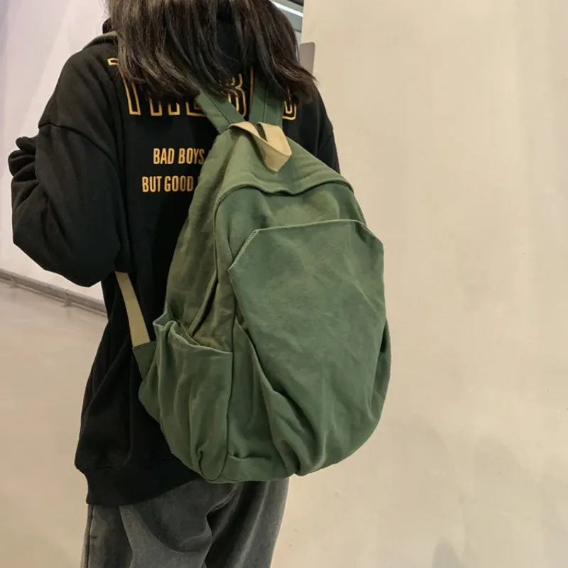 BRABOSTON Canvas Backpack Unisex Green/Black/Red/Purple/Khaki/Ecru-3