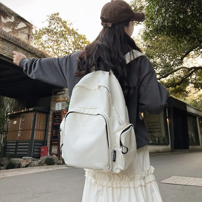 BRABOSTON Nylon Backpack Unisex Ivory/Black/Green/Pink-6