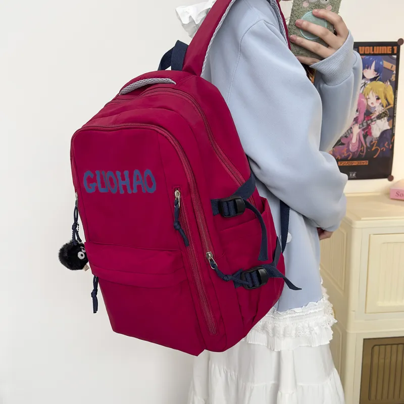 BRABOSTON Nylon Backpack Unisex Black/Red/Yellow/Blue-8
