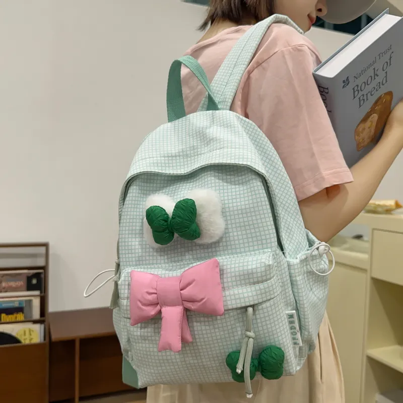 BRABOSTON Nylon Backpack Women's Black/Purple/Green/Blue/Pink-16