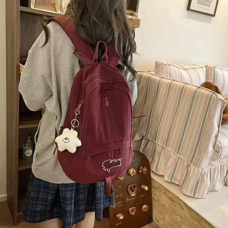 BRABOSTON Nylon Backpack Regular Unisex Black/Pink/Burgundy/Light Yellow/Light Blue-10