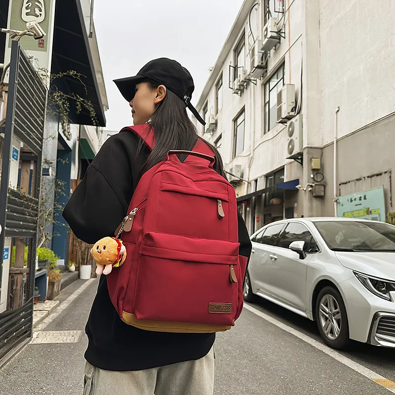 BRABOSTON Nylon Backpack Unisex Black/Red/White-6