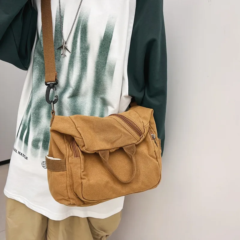 BRABOSTON Canvas Backpack Regular Unisex Beige/Black/Brown-23