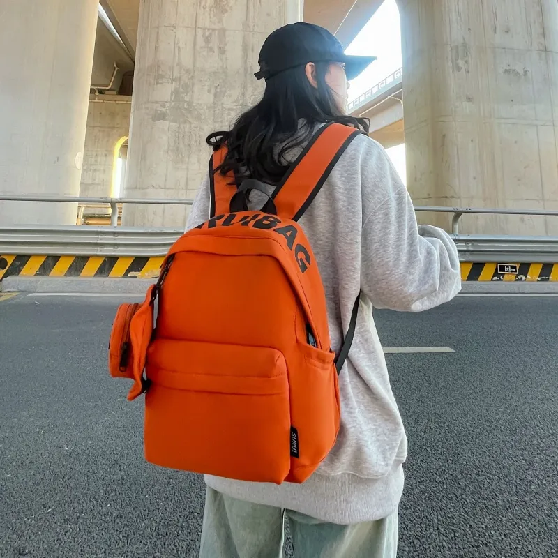 BRABOSTON Canvas Backpack Unisex Ecru/Black/Green/Orange-17