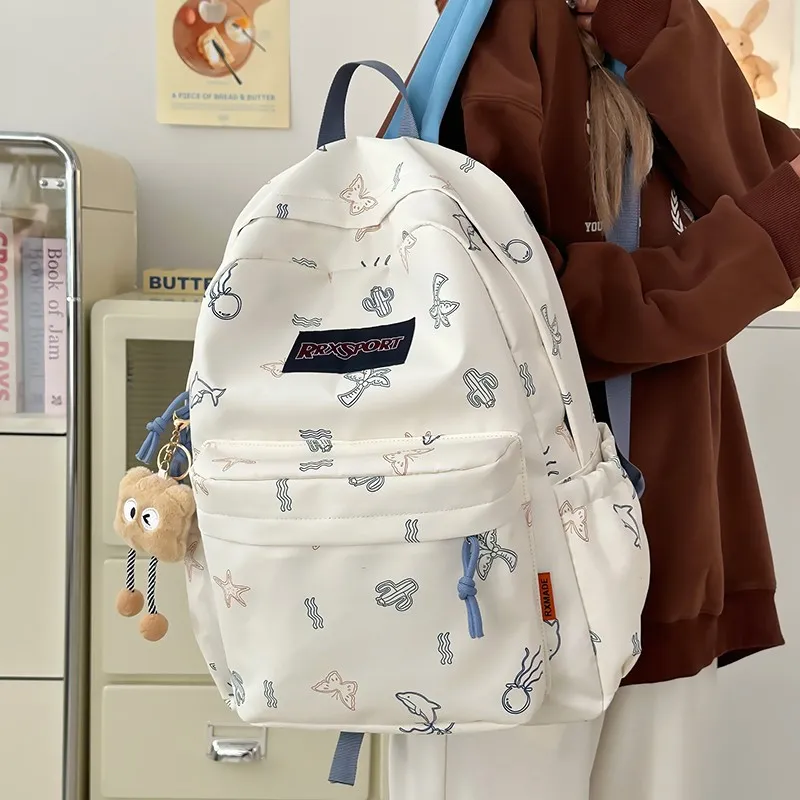 BRABOSTON Nylon Backpack Regular Unisex White/Black/Blue/Pink-1
