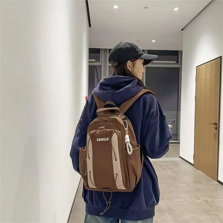 BRABOSTON Nylon Backpack Unisex Black/Navy Blue/Green/Dark Brown-11