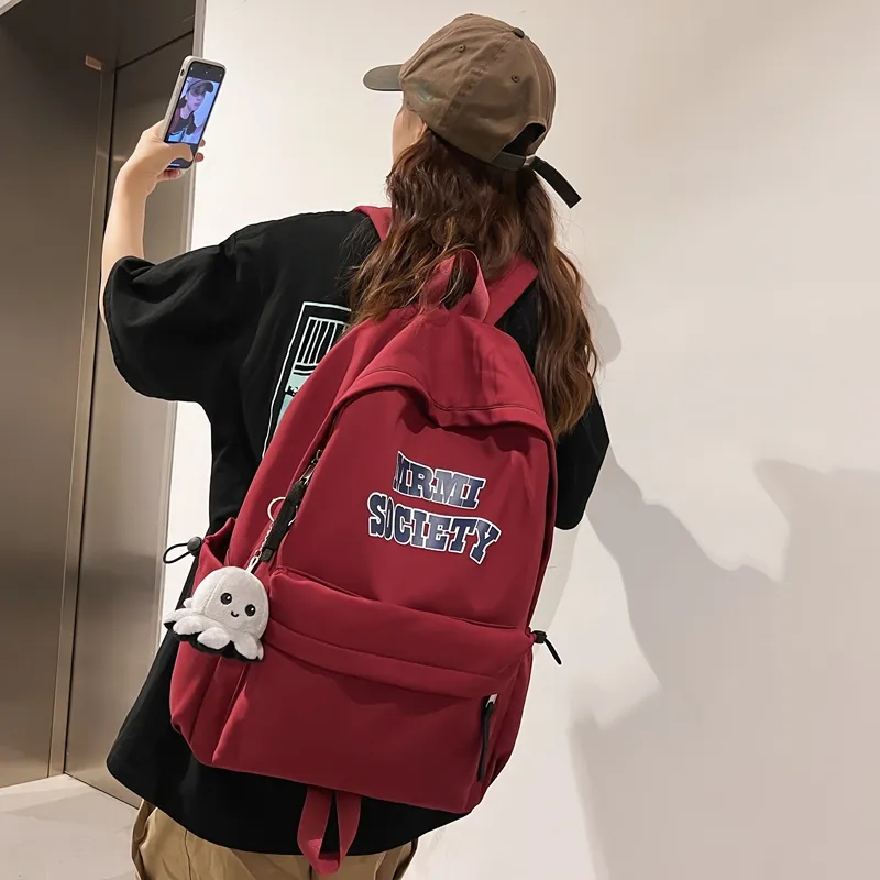 BRABOSTON Nylon Backpack Unisex Ecru/Black/Burgundy/Light Blue-11
