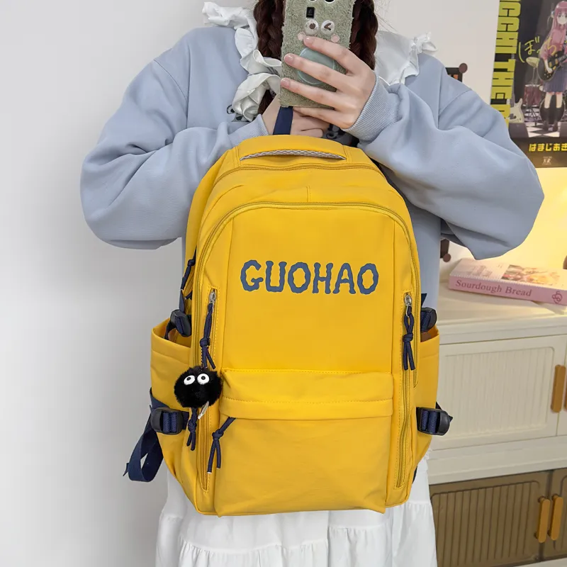 BRABOSTON Nylon Backpack Unisex Black/Red/Yellow/Blue-10