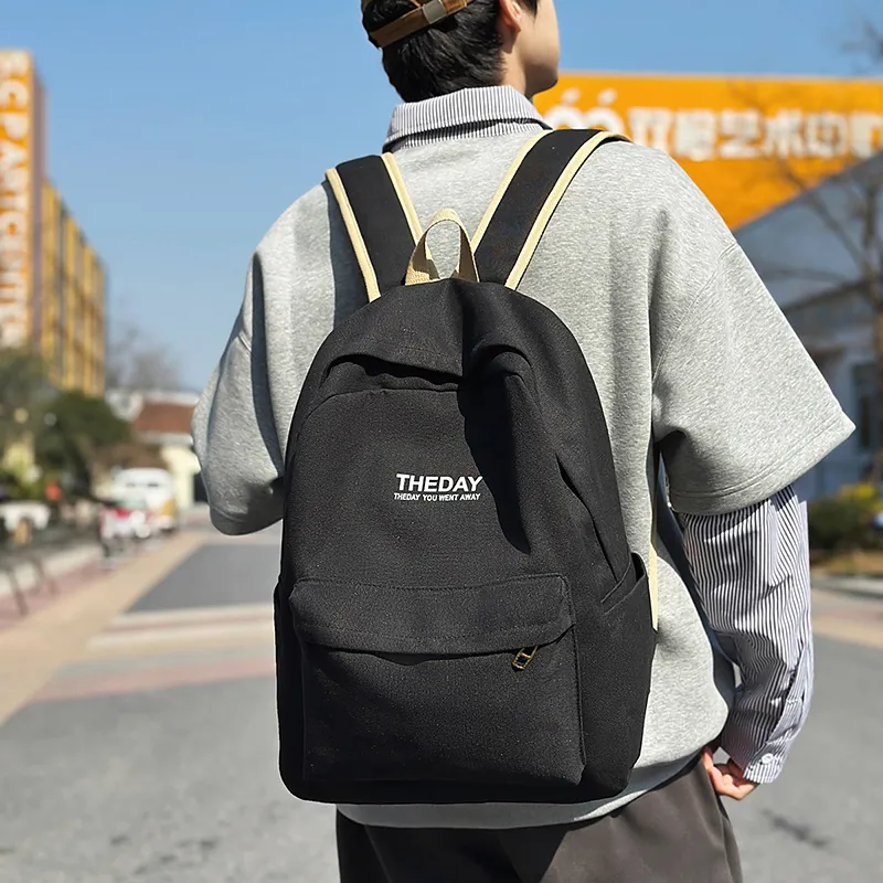 BRABOSTON Canvas Backpack Unisex Black/Pink/Khaki/Blue-1