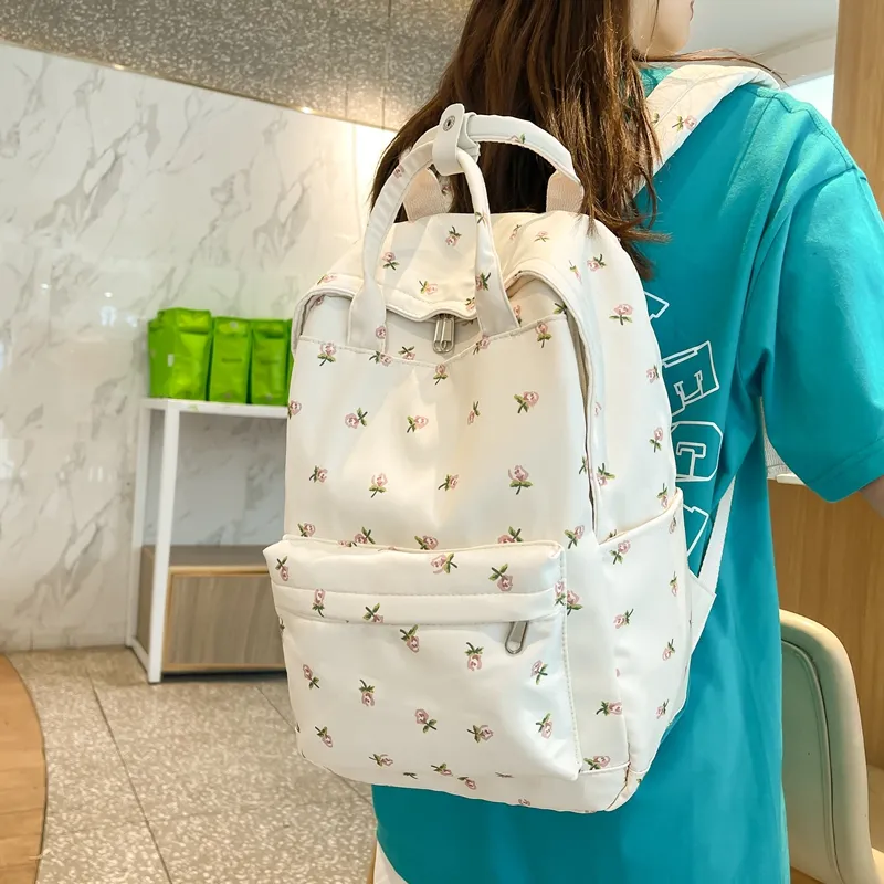 BRABOSTON Nylon Backpack Regular Women's Small Florets/beige Florets-15