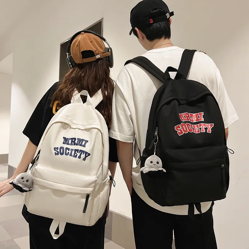 BRABOSTON Nylon Backpack Unisex Ecru/Black/Burgundy/Light Blue-5