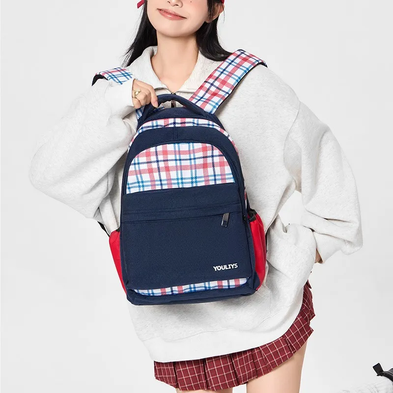 BRABOSTON Nylon Fabric Backpack Regular Unisex Red/Navy Blue-6