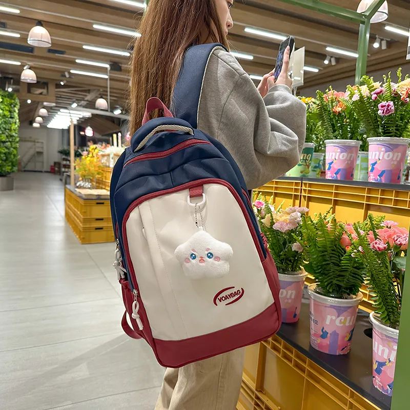 BRABOSTON Nylon Backpack Unisex Black/Pink & Green/Blue & Red/Light Blue & Yellow-12