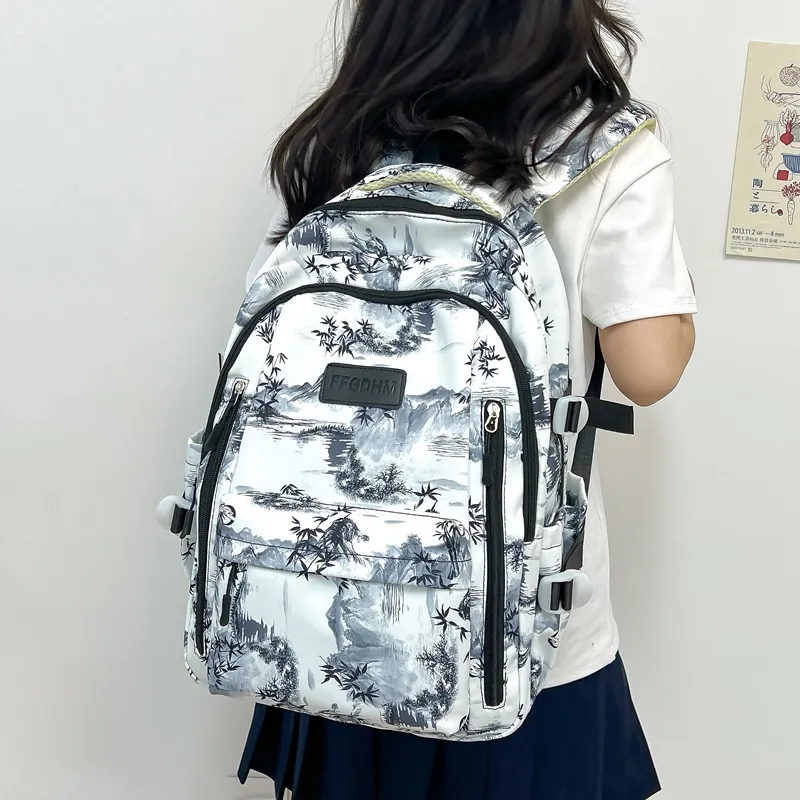 BRABOSTON Nylon Backpack Unisex Black/Purple/Green/Blue/Pink-5