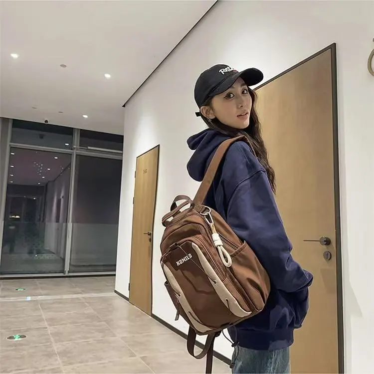 BRABOSTON Nylon Backpack Unisex Black/Navy Blue/Green/Dark Brown-9