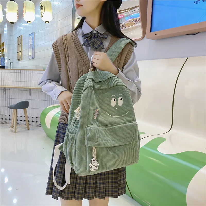 BRABOSTON Corduroy Backpack Regular Unisex Khaki/Pink/Black/Green-6