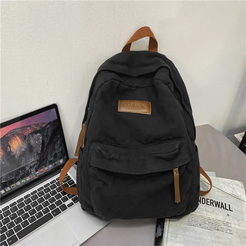 BRABOSTON Canvas Backpack Regular Unisex Black/White/Brown/Green-1