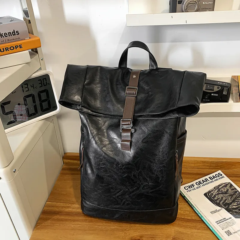 BRABOSTON PU Backpack Unisex Coffee/Brown/Black-9