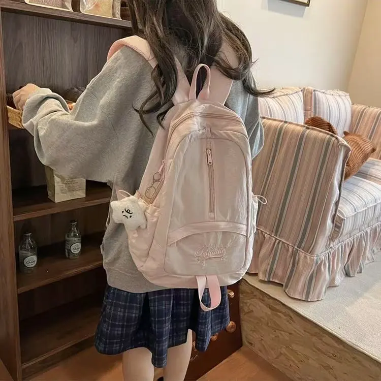 BRABOSTON Nylon Backpack Regular Unisex Black/Pink/Burgundy/Light Yellow/Light Blue-7