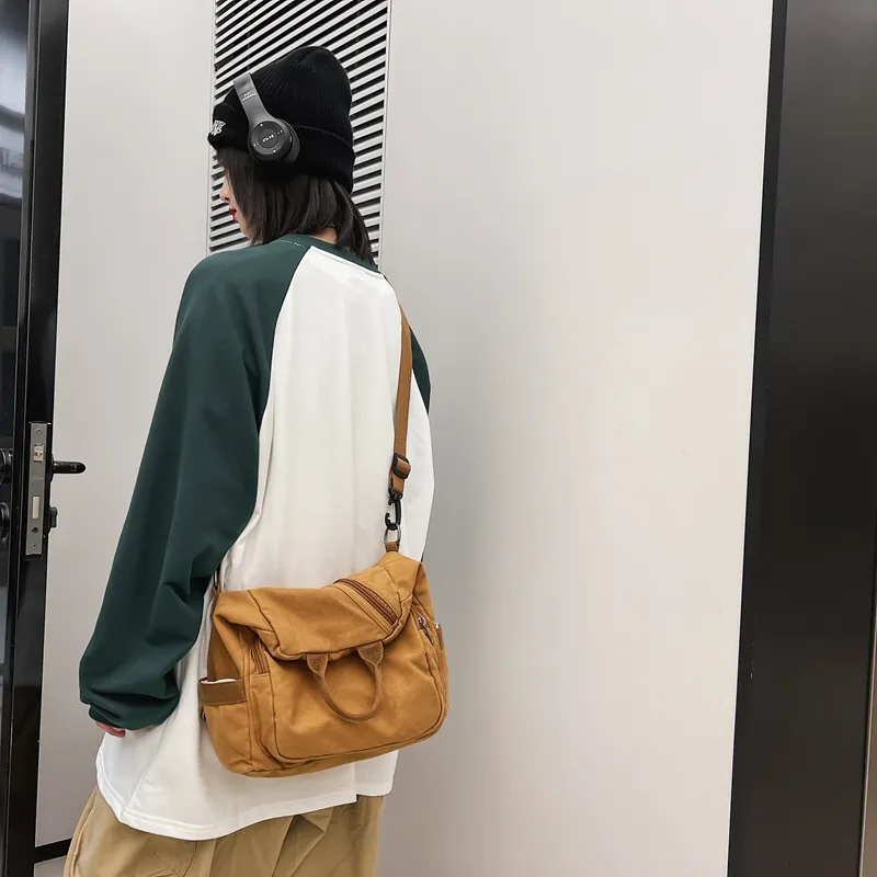 BRABOSTON Canvas Backpack Regular Unisex Beige/Black/Brown-18