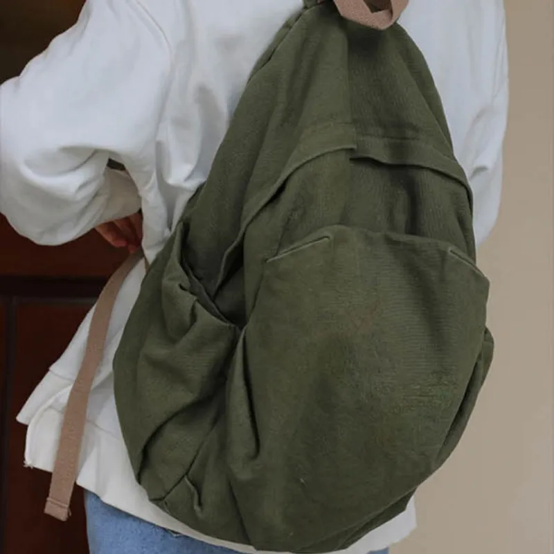 BRABOSTON Canvas Backpack Unisex Green/Black/Red/Purple/Khaki/Ecru-2