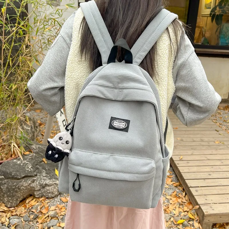 BRABOSTON Corduroy Backpack Regular Unisex Black/Gray/Green/White-3